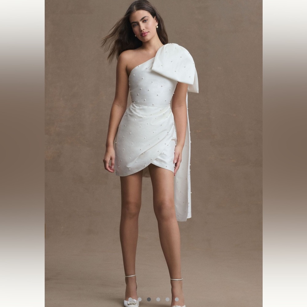 Sachin & Babi Pippa One-Shoulder Pearl Embellished Mini Dress